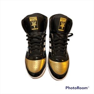 ADIDAS TOP TEN BLACK GOLD PATENT  Men’s Size 9